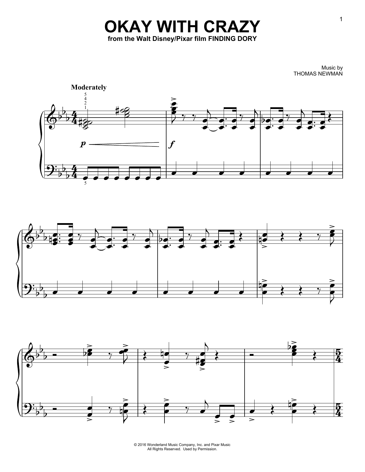 Download Thomas Newman Okay With Crazy Sheet Music and learn how to play Piano PDF digital score in minutes
