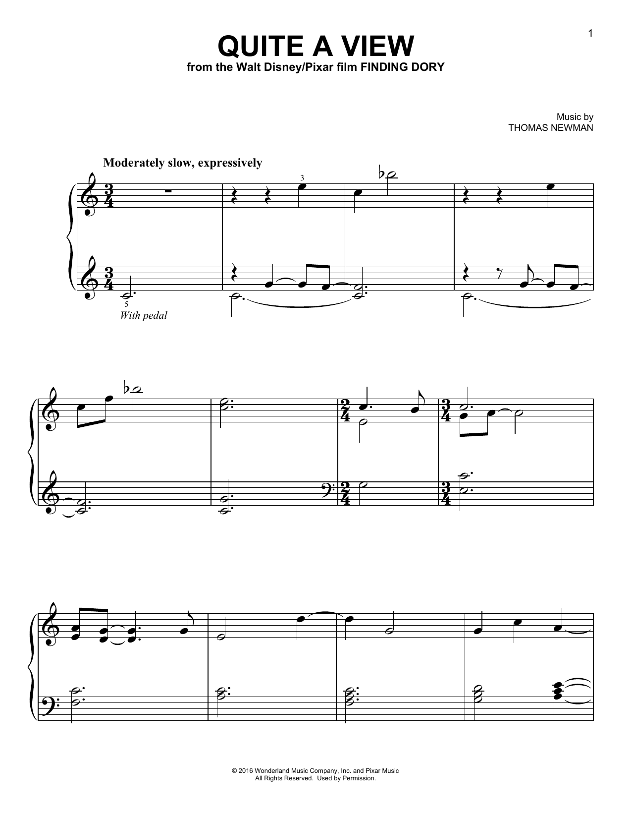 Download Thomas Newman Quite A View Sheet Music and learn how to play Piano PDF digital score in minutes