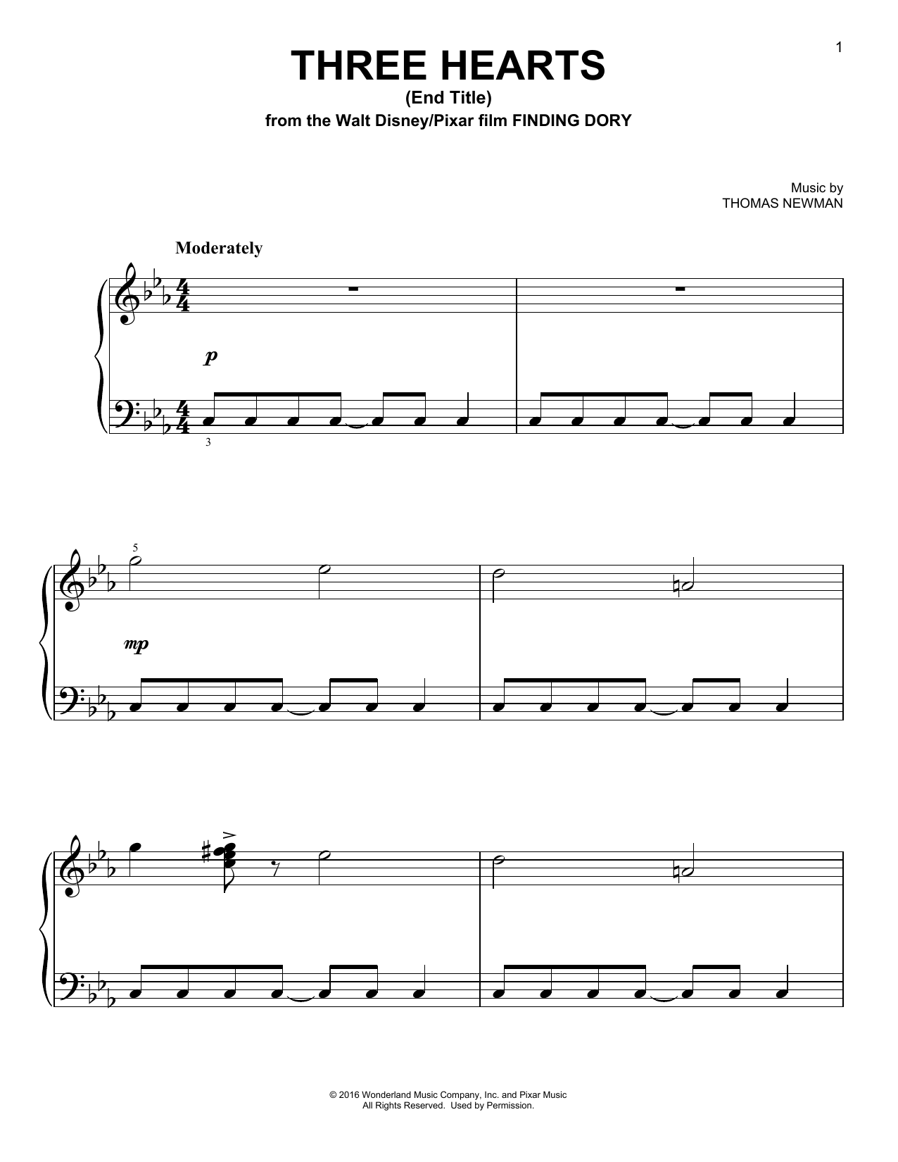 Download Thomas Newman Three Hearts (End Title) Sheet Music and learn how to play Easy Piano PDF digital score in minutes