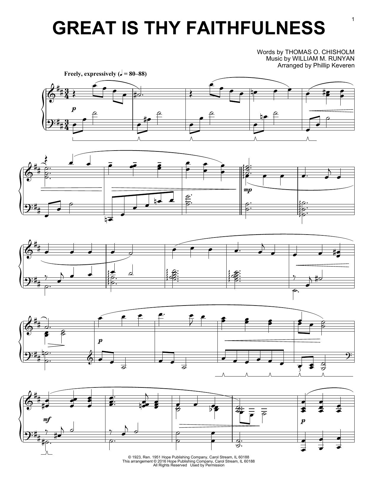 Download Thomas O. Chisholm Great Is Thy Faithfulness (arr. Phillip Keveren) Sheet Music and learn how to play Piano Solo PDF digital score in minutes