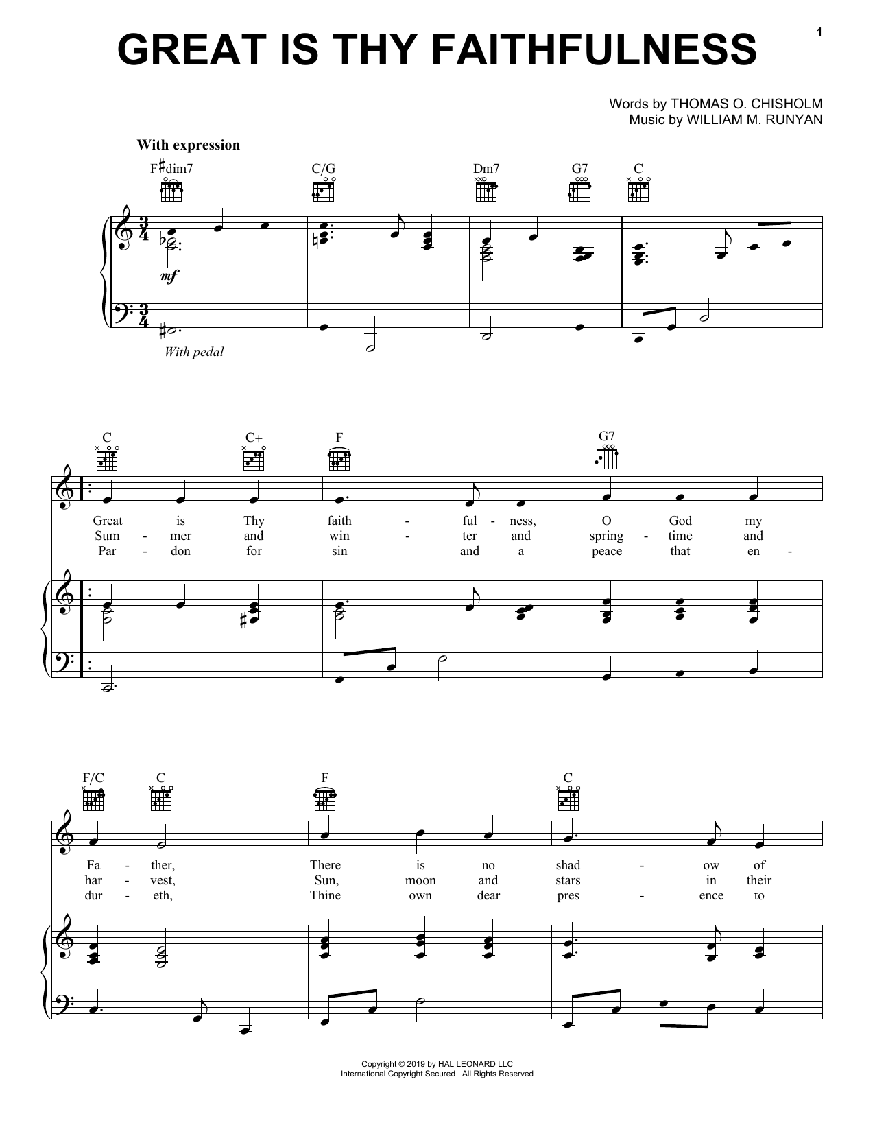 Download Thomas O. Chisholm Great Is Thy Faithfulness Sheet Music and learn how to play Piano Solo PDF digital score in minutes