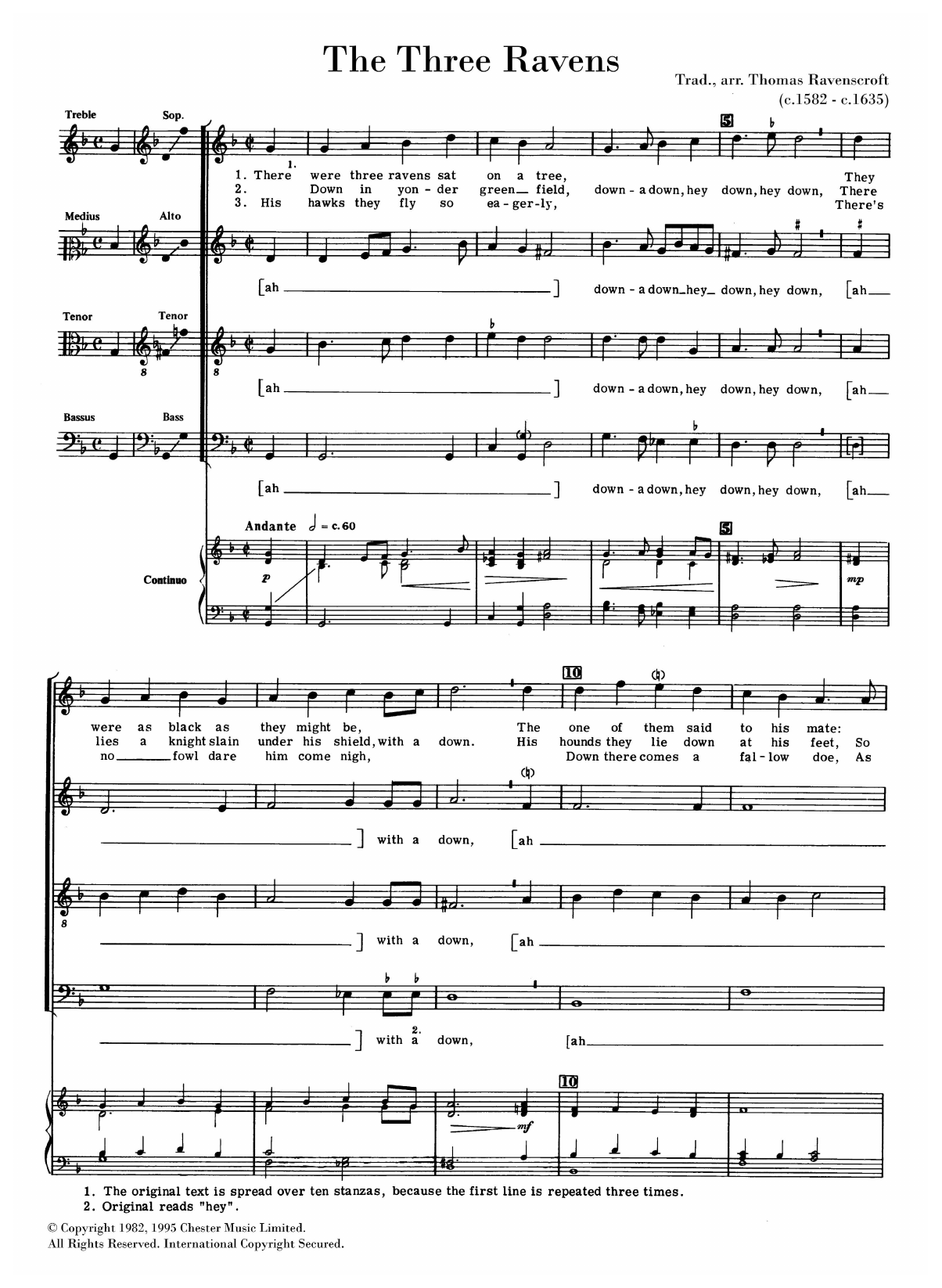Download Thomas Ravenscroft The Three Ravens Sheet Music and learn how to play SATB Choir PDF digital score in minutes