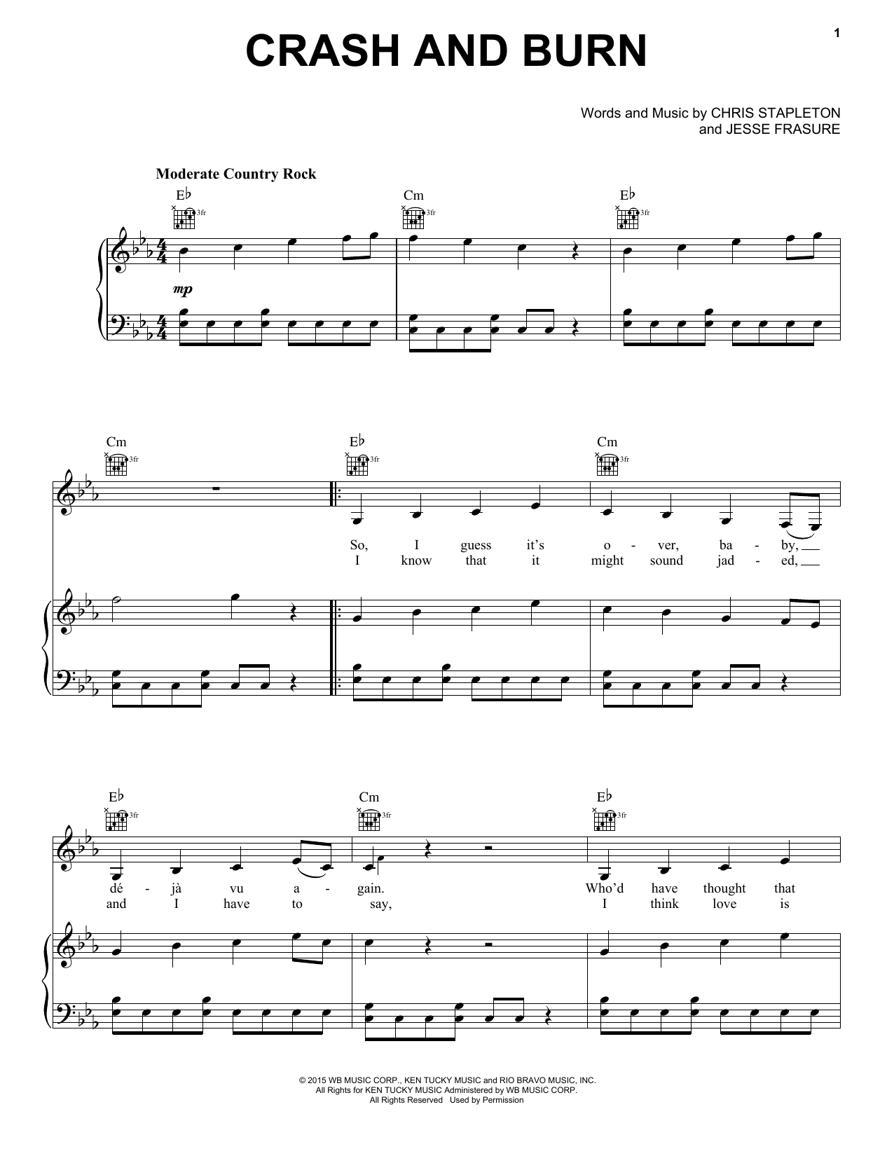 Download Thomas Rhett Crash And Burn Sheet Music and learn how to play Piano, Vocal & Guitar (Right-Hand Melody) PDF digital score in minutes