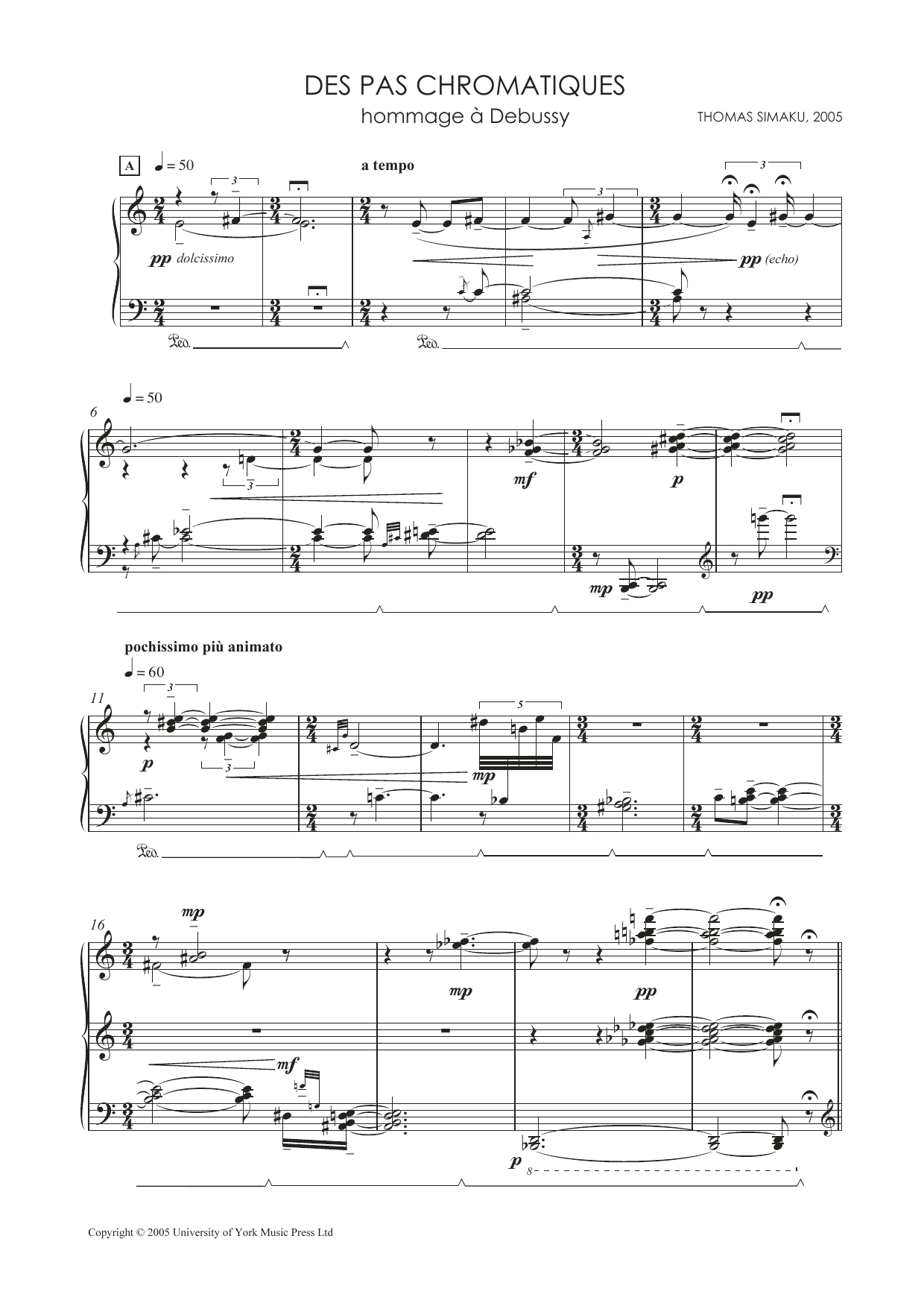 Download Thomas Simaku Des Pas Chromatiques - Hommage A Debussy Sheet Music and learn how to play Piano PDF digital score in minutes