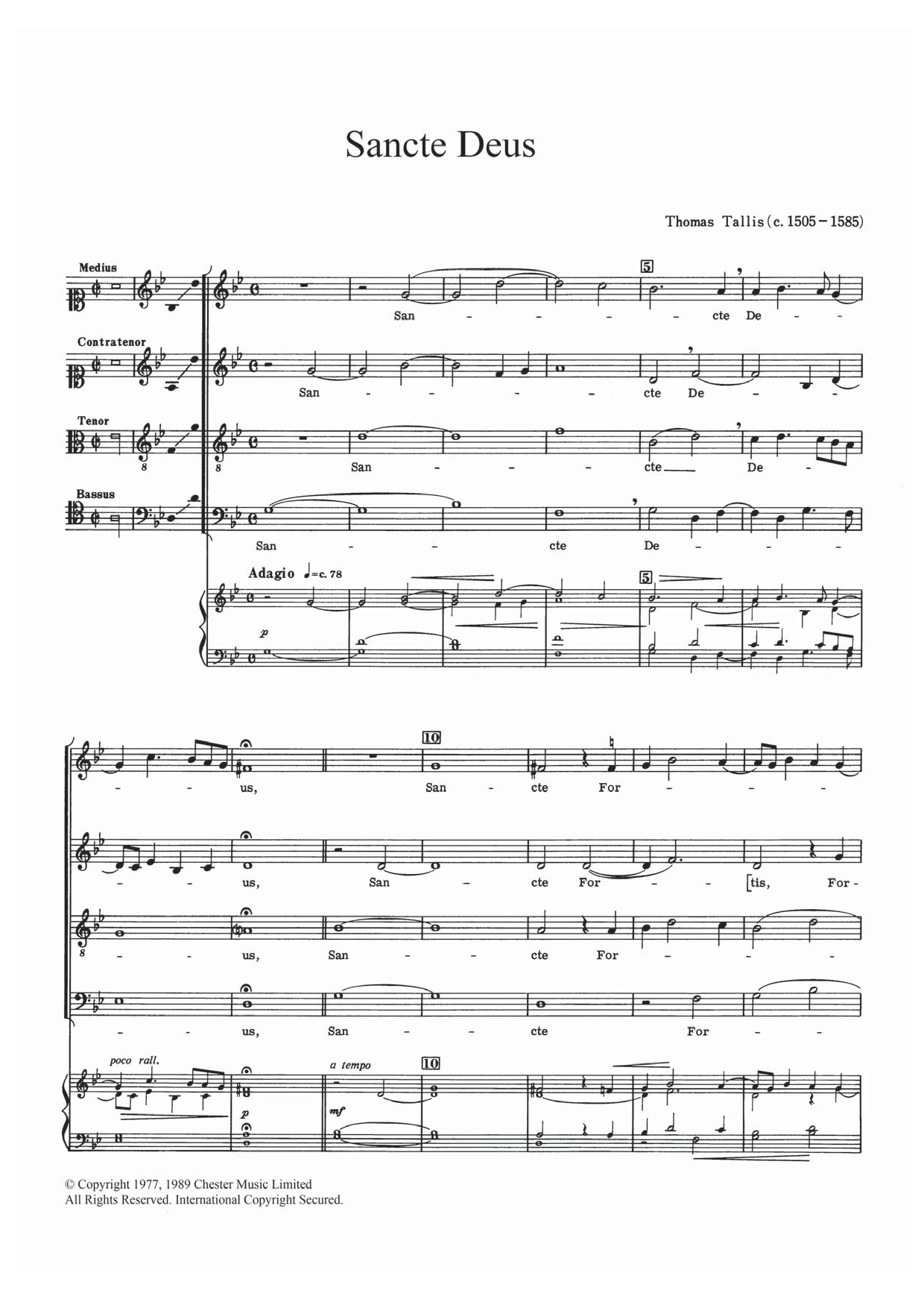 Download Thomas Tallis Sancte Deus Sheet Music and learn how to play SATB PDF digital score in minutes