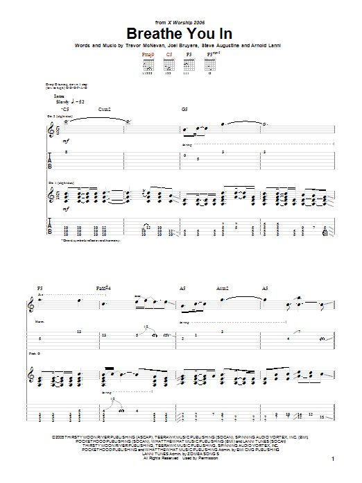 Download Thousand Foot Krutch Breathe You In Sheet Music and learn how to play Guitar Tab PDF digital score in minutes