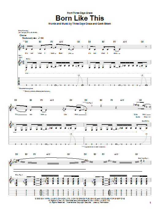 Download Three Days Grace Born Like This Sheet Music and learn how to play Guitar Tab PDF digital score in minutes