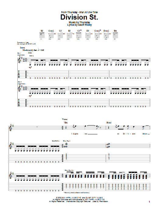 Download Thursday Division St. Sheet Music and learn how to play Guitar Tab PDF digital score in minutes