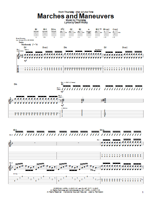 Download Thursday Marches And Maneuvers Sheet Music and learn how to play Guitar Tab PDF digital score in minutes