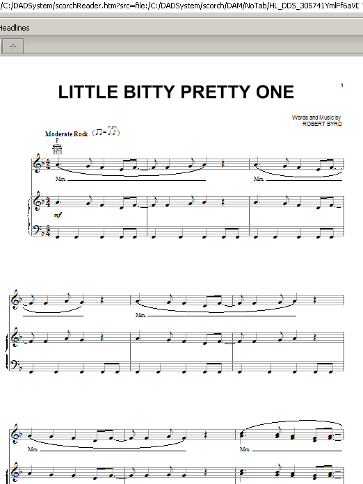 Download Thurston Harris Little Bitty Pretty One Sheet Music and learn how to play Piano, Vocal & Guitar (Right-Hand Melody) PDF digital score in minutes