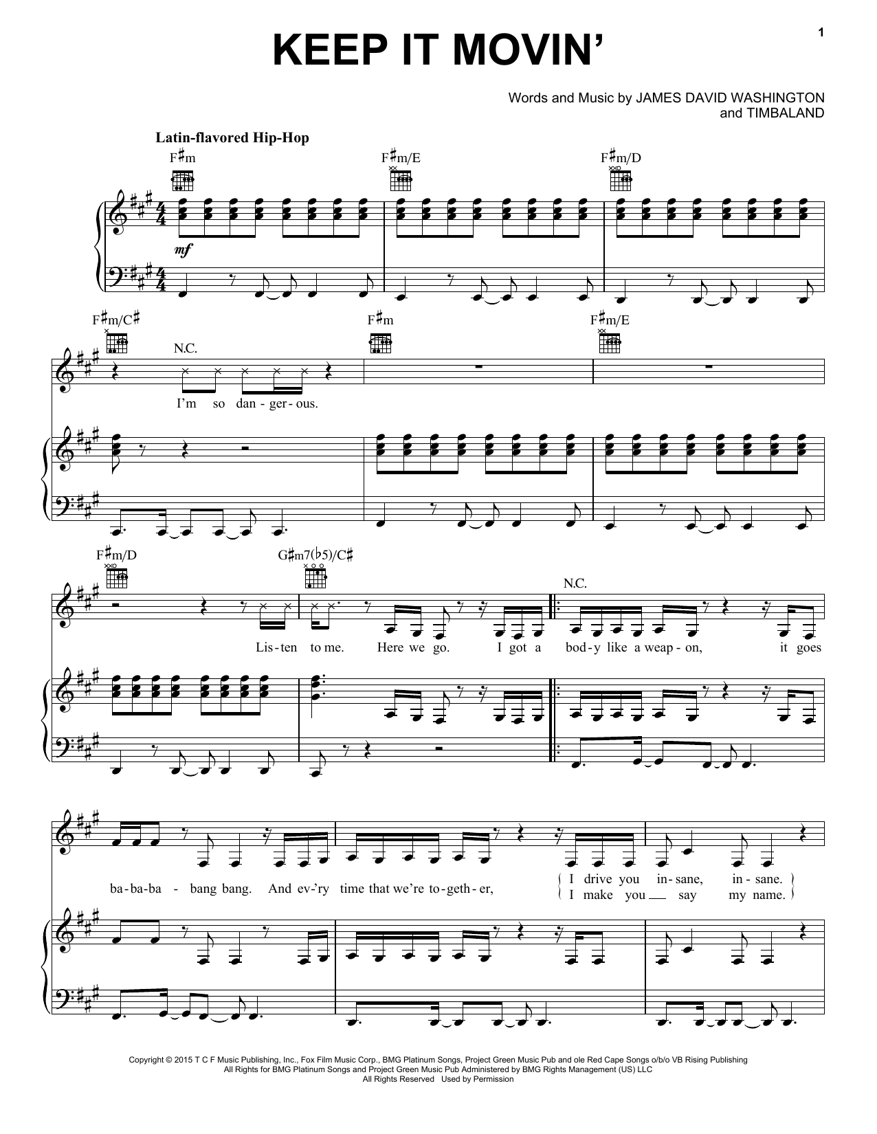 Download Serayah McNeill Keep It Movin' (feat. Yazz) Sheet Music and learn how to play Piano, Vocal & Guitar (Right-Hand Melody) PDF digital score in minutes