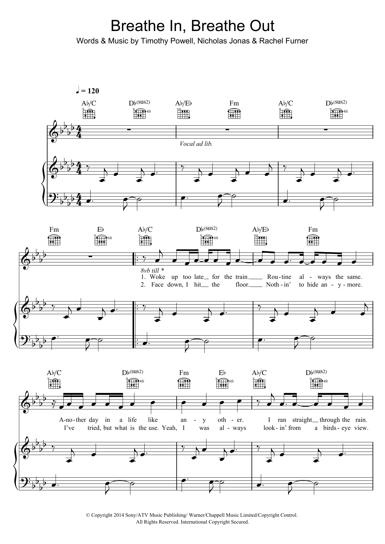 Download Tich Breathe In, Breathe Out Sheet Music and learn how to play Piano, Vocal & Guitar (Right-Hand Melody) PDF digital score in minutes