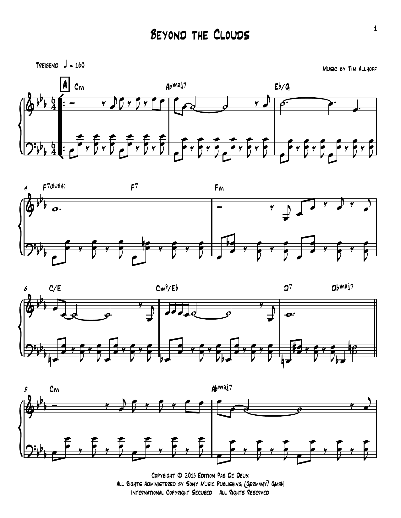 Download Tim Allhoff Beyond The Clouds Sheet Music and learn how to play Piano Solo PDF digital score in minutes