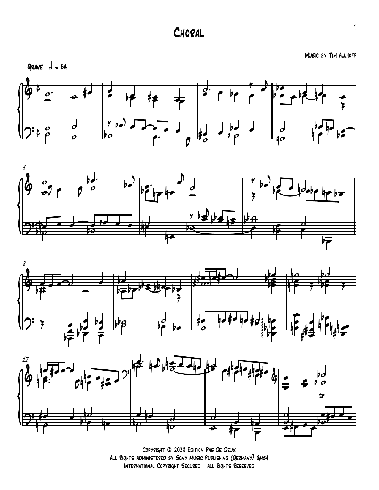 Download Tim Allhoff Choral Sheet Music and learn how to play Piano Solo PDF digital score in minutes