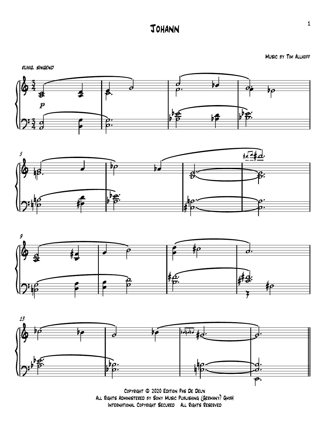 Download Tim Allhoff Johann Sheet Music and learn how to play Piano Solo PDF digital score in minutes