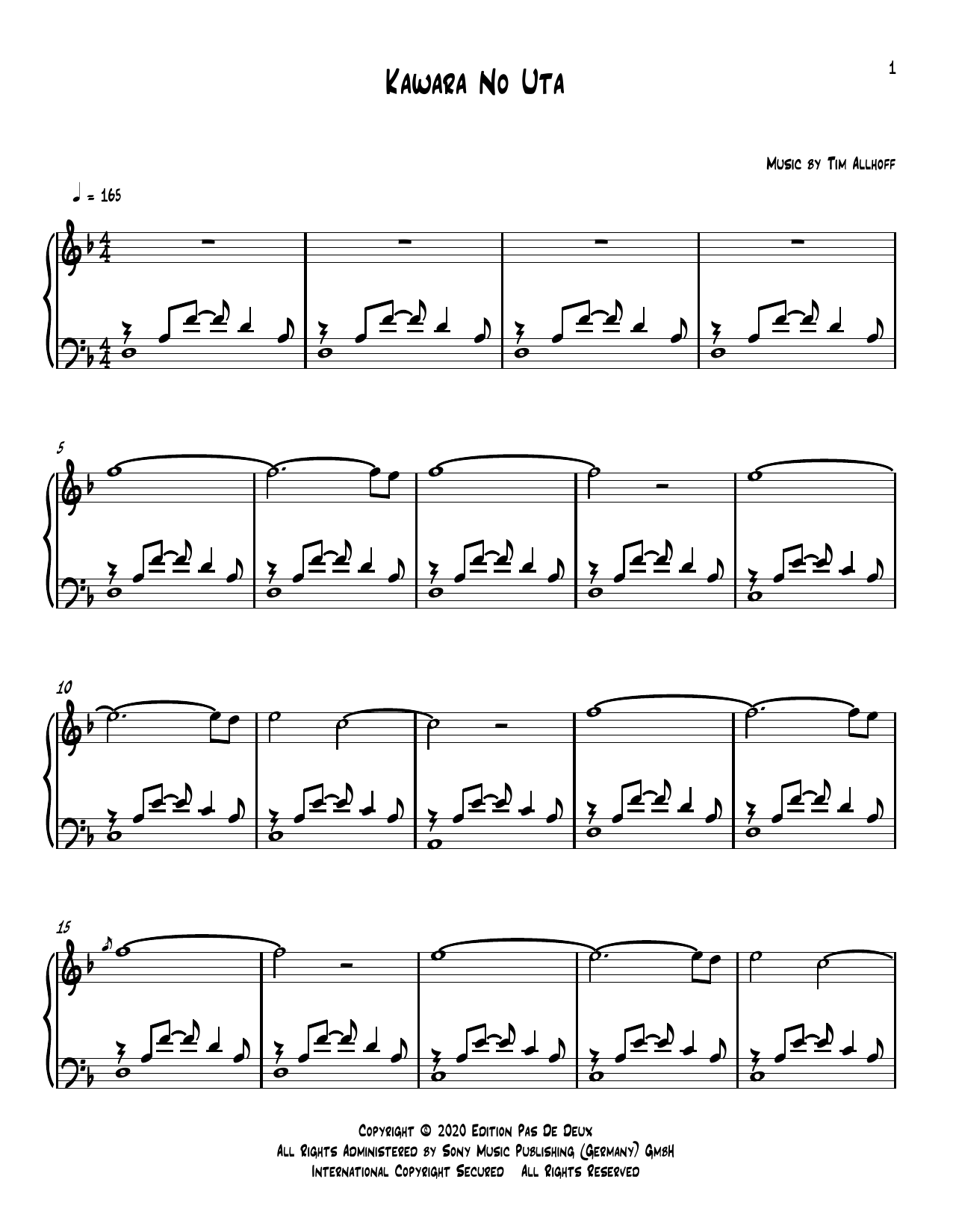 Download Tim Allhoff Kawara No Uta Sheet Music and learn how to play Piano Solo PDF digital score in minutes