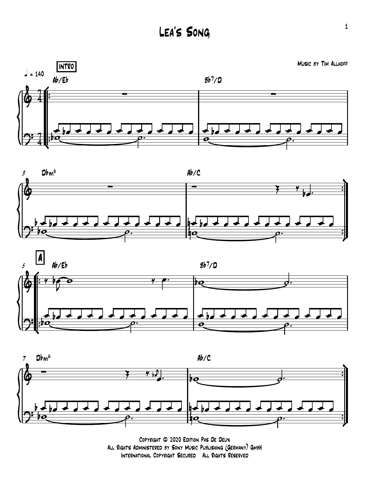 Download Tim Allhoff Lea's Song Sheet Music and learn how to play Piano Solo PDF digital score in minutes