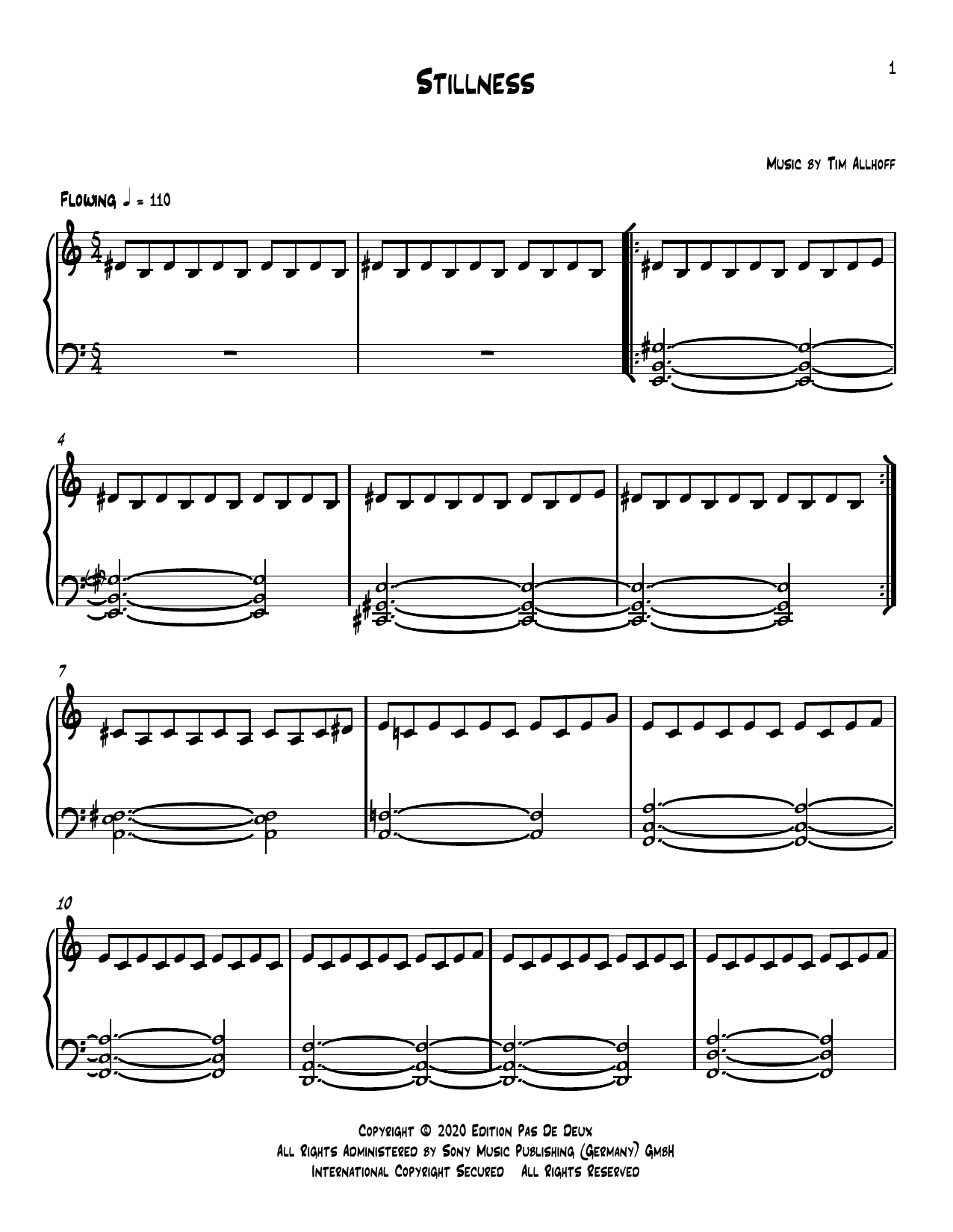 Download Tim Allhoff Stillness Sheet Music and learn how to play Piano Solo PDF digital score in minutes