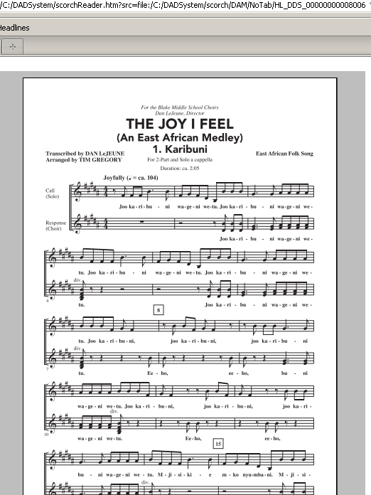 Download Tim Gregory The Joy I Feel (East African Medley) Sheet Music and learn how to play 2-Part Choir PDF digital score in minutes