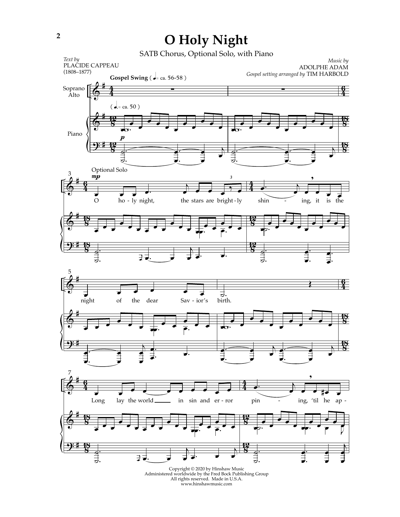 Download Tim Harbold O Holy Night (A Gospel Setting) Sheet Music and learn how to play SATB Choir PDF digital score in minutes