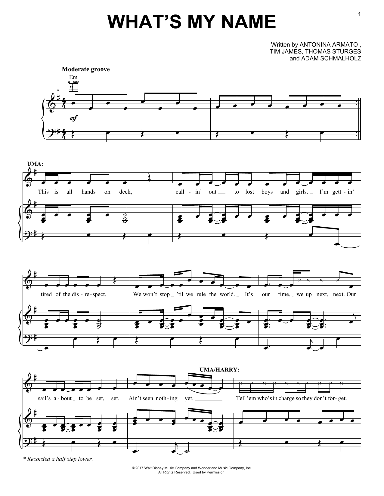 Download Tim James What's My Name Sheet Music and learn how to play Piano, Vocal & Guitar (Right-Hand Melody) PDF digital score in minutes