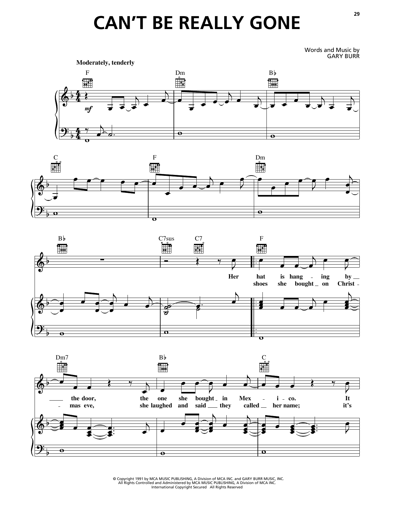 Download Tim McGraw Can't Be Really Gone Sheet Music and learn how to play Piano, Vocal & Guitar Chords (Right-Hand Melody) PDF digital score in minutes