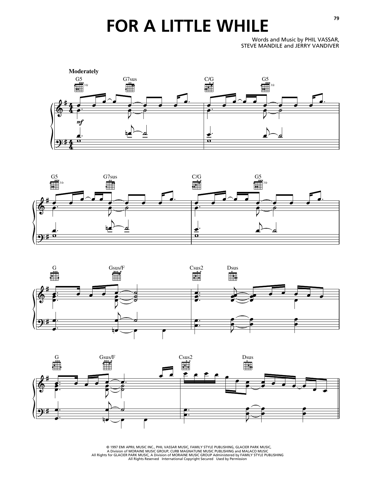 Download Tim McGraw For A Little While Sheet Music and learn how to play Piano, Vocal & Guitar Chords (Right-Hand Melody) PDF digital score in minutes