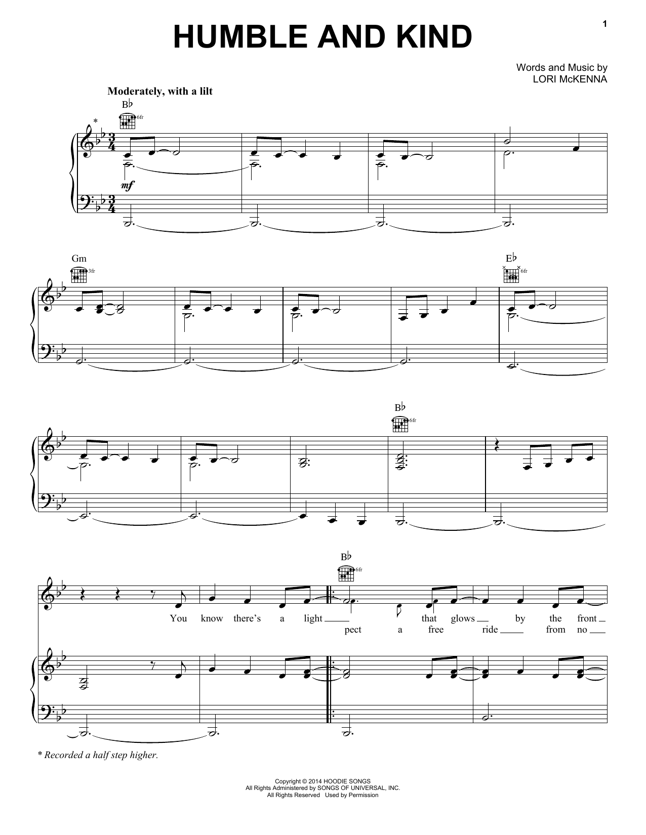 Download Tim McGraw Humble And Kind Sheet Music and learn how to play Easy Piano PDF digital score in minutes