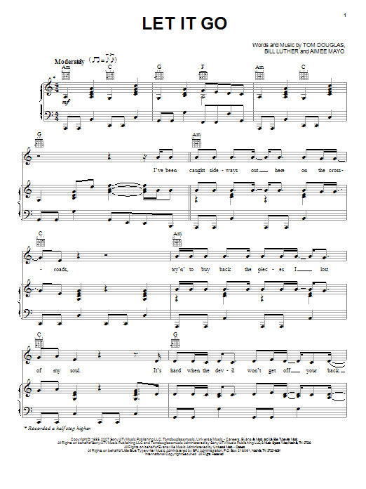 Download Tim McGraw Let It Go Sheet Music and learn how to play Piano, Vocal & Guitar (Right-Hand Melody) PDF digital score in minutes