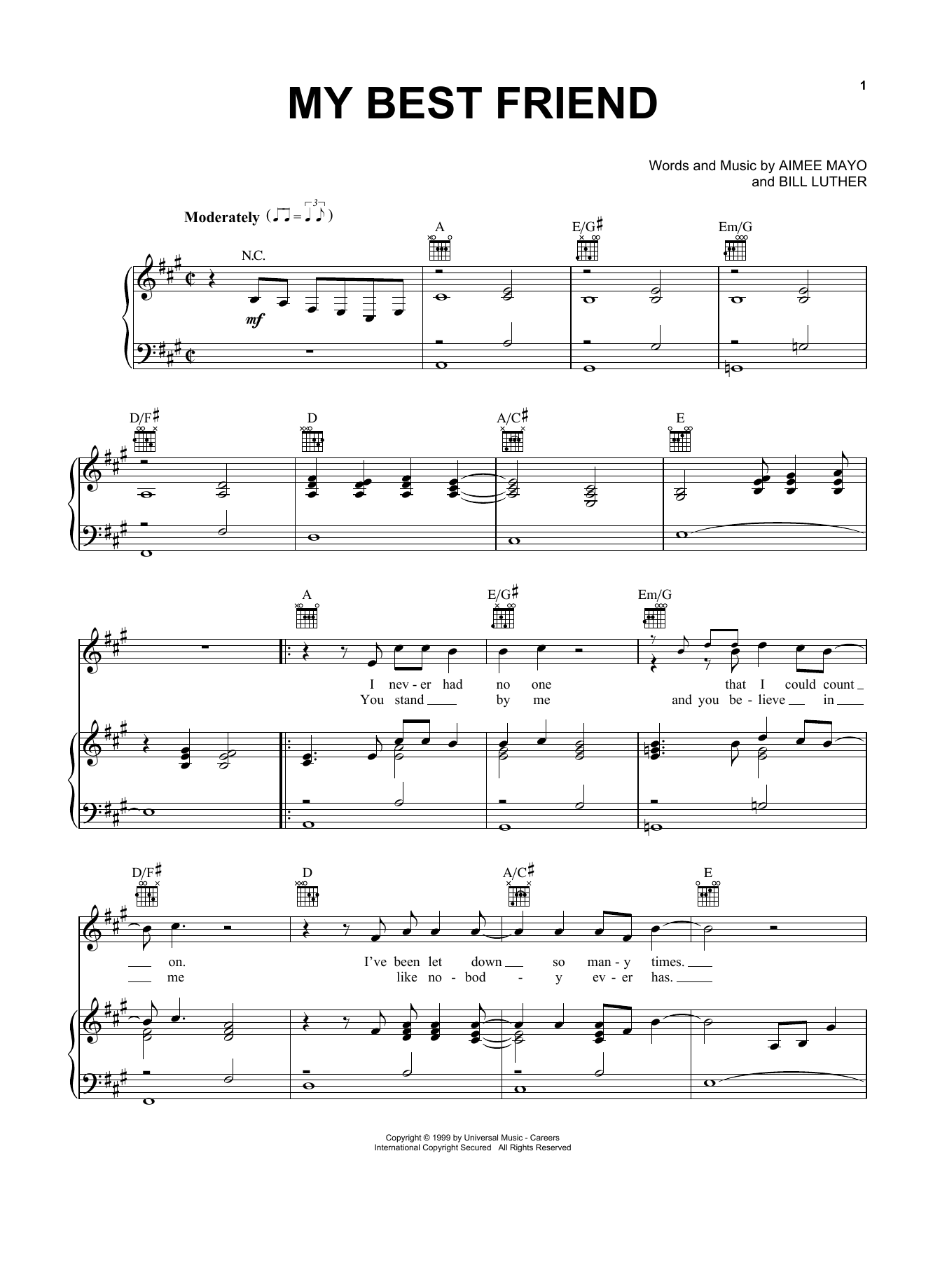 Download Tim McGraw My Best Friend Sheet Music and learn how to play Piano, Vocal & Guitar (Right-Hand Melody) PDF digital score in minutes