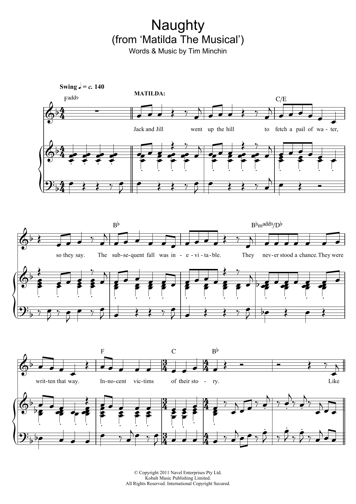 Download Tim Minchin Naughty (from Matilda The Musical) Sheet Music and learn how to play Ukulele PDF digital score in minutes
