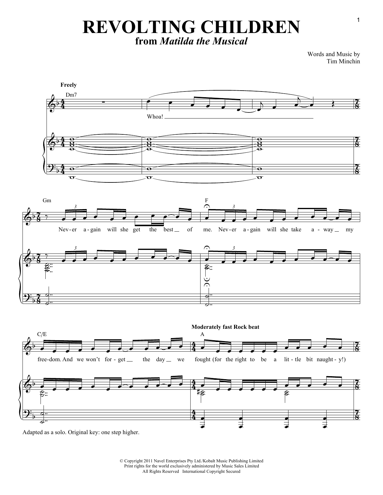 Download Tim Minchin Revolting Children (From 'Matilda The Musical') Sheet Music and learn how to play Piano & Vocal PDF digital score in minutes