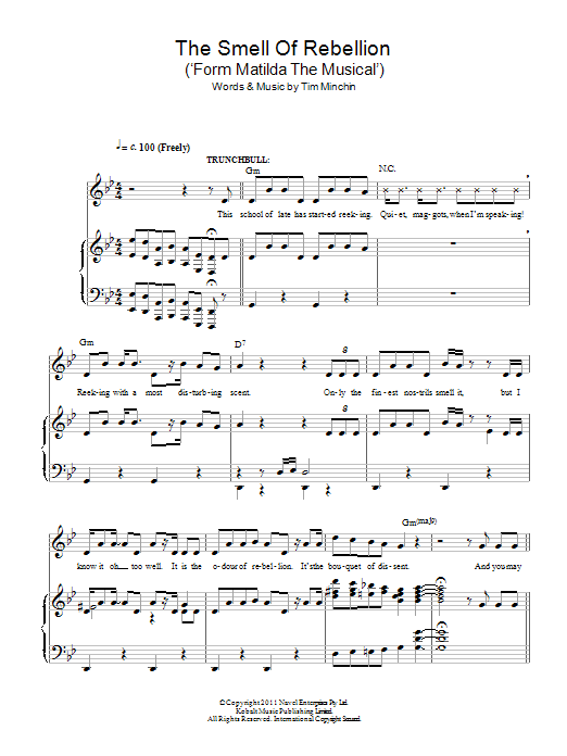 Download Tim Minchin The Smell Of Rebellion (From 'Matilda The Musical') Sheet Music and learn how to play Easy Piano PDF digital score in minutes