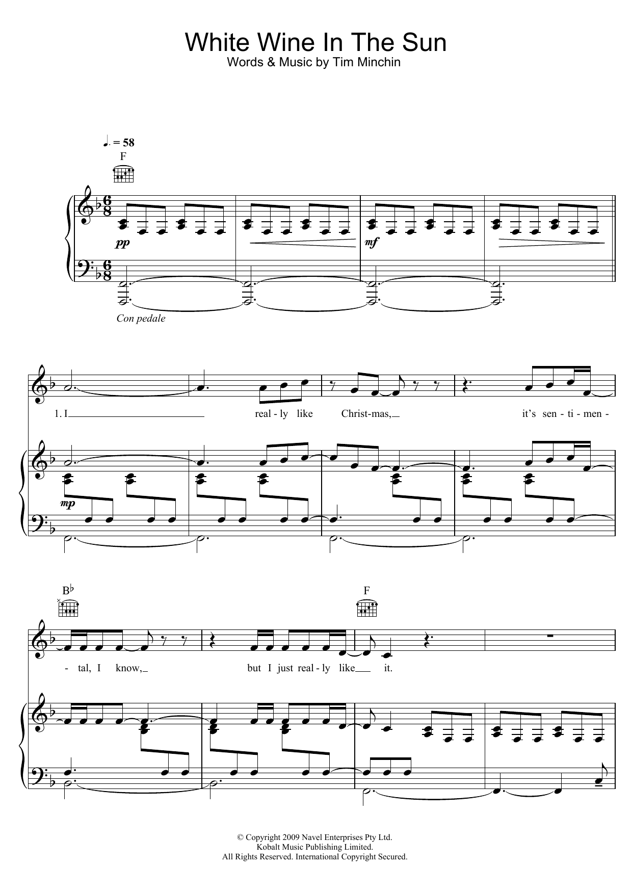 Download Tim Minchin White Wine In The Sun Sheet Music and learn how to play Piano, Vocal & Guitar PDF digital score in minutes