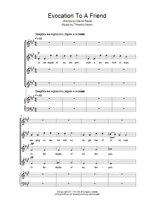 Download Timothy Noon Evocation To A Friend Sheet Music and learn how to play SSA Choir PDF digital score in minutes