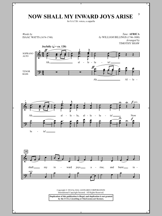 Download Timothy Shaw Now Shall My Inward Joys Arise Sheet Music and learn how to play SATB PDF digital score in minutes