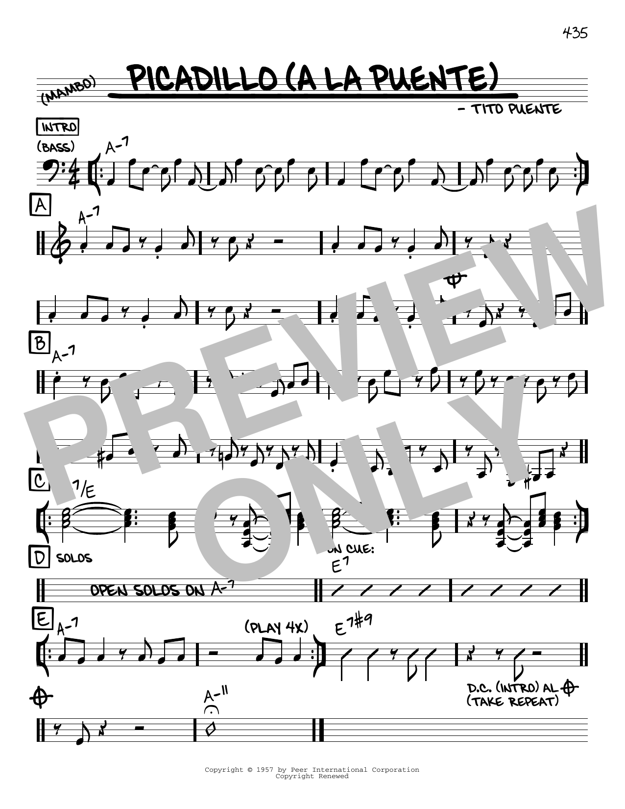 Download Tito Puente Picadillo (a la Puente) Sheet Music and learn how to play Real Book - Melody & Chords - C Instruments PDF digital score in minutes