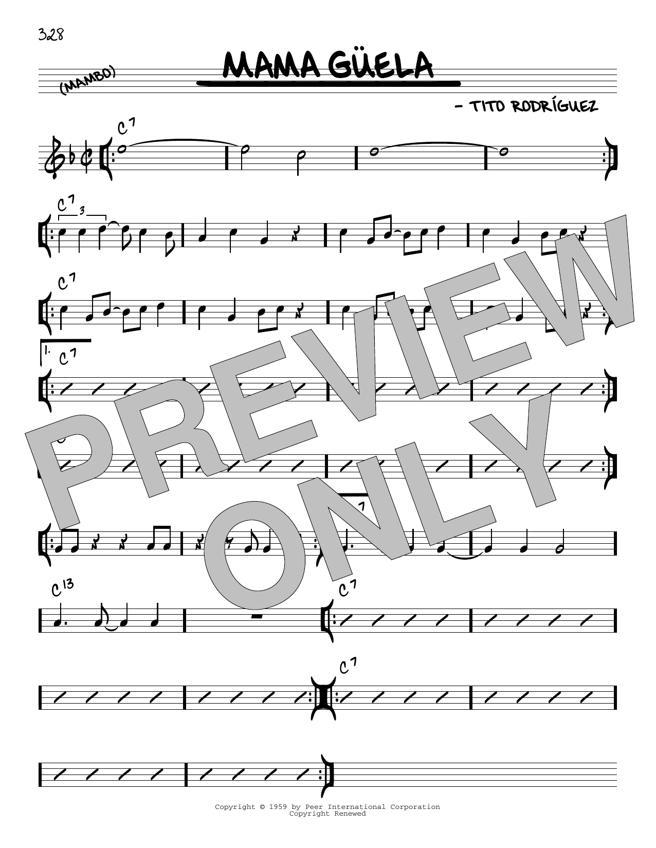Download Tito Rodriquez Mama Guela Sheet Music and learn how to play Real Book – Melody & Chords PDF digital score in minutes