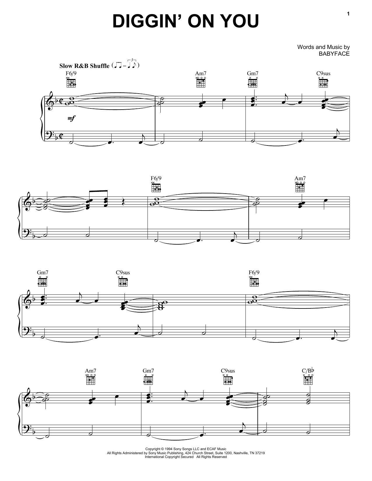 Download TLC Diggin' On You Sheet Music and learn how to play Piano, Vocal & Guitar Chords (Right-Hand Melody) PDF digital score in minutes