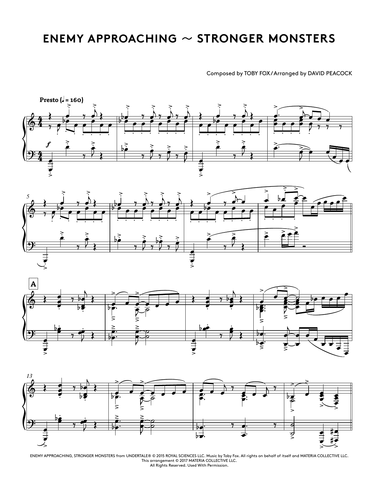 Download Toby Fox Enemy Approaching - Stronger Monsters (from Undertale Piano Collections 2) (arr. Sheet Music and learn how to play Piano Solo PDF digital score in minutes