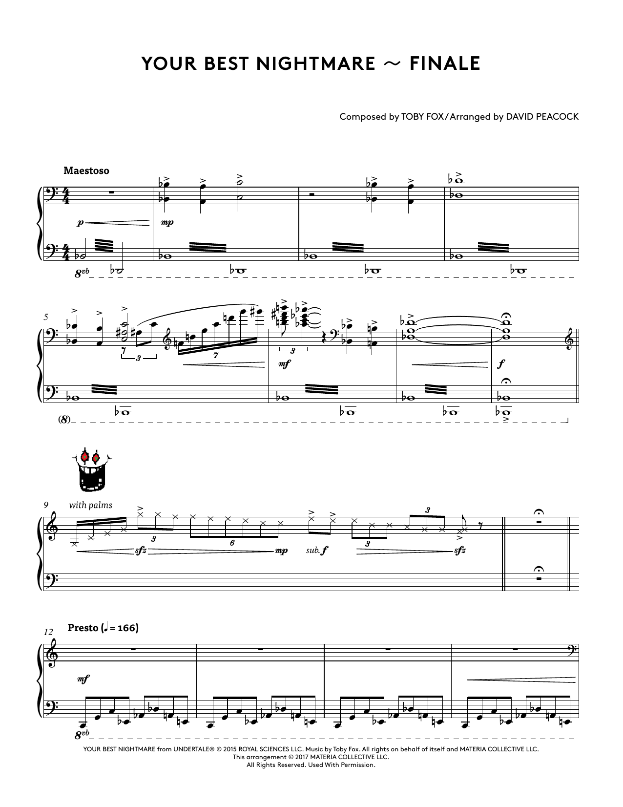Download Toby Fox Your Best Nightmare - Finale (from Undertale Piano Collections 2) (arr. David Pe Sheet Music and learn how to play Piano Solo PDF digital score in minutes