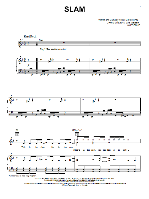 Download tobyMac The Slam Sheet Music and learn how to play Piano, Vocal & Guitar (Right-Hand Melody) PDF digital score in minutes