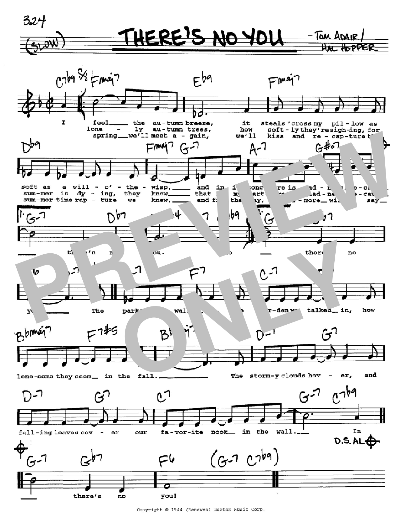 Download Tom Adair There's No You Sheet Music and learn how to play Melody Line, Lyrics & Chords PDF digital score in minutes