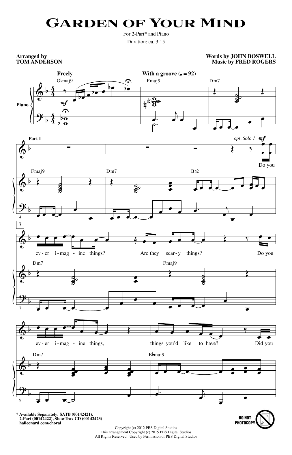 Download Mister Rogers Garden Of Your Mind (arr. Tom Anderson) Sheet Music and learn how to play SATB PDF digital score in minutes