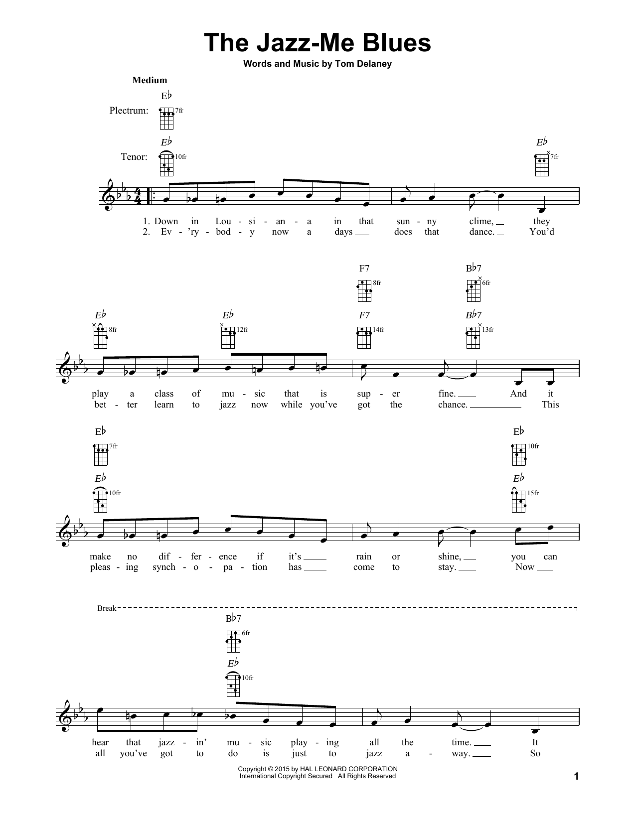 Download Tom Delaney The Jazz-Me Blues Sheet Music and learn how to play Banjo PDF digital score in minutes