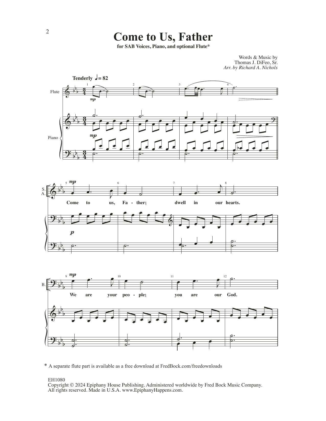 Download Tom DiFeo Come To Us, Father (arr. Richard A. Nichols) Sheet Music and learn how to play SAB Choir PDF digital score in minutes