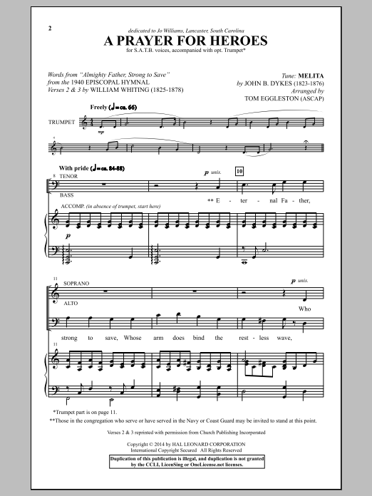 Download John B. Dykes A Prayer For Heroes (arr. Tom Eggleston) Sheet Music and learn how to play SATB PDF digital score in minutes