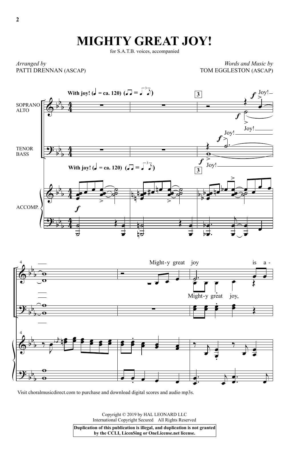 Download Tom Eggleston Mighty Great Joy! (arr. Patti Drennan) Sheet Music and learn how to play SATB Choir PDF digital score in minutes