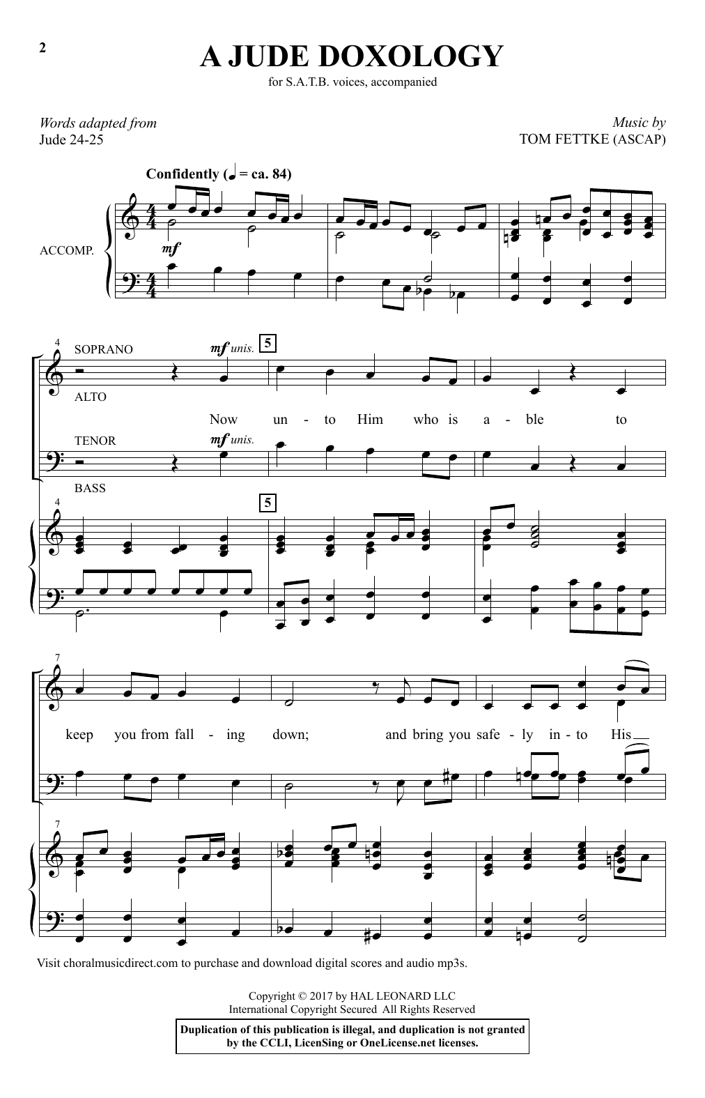 Download Tom Fettke A Jude Doxology Sheet Music and learn how to play SATB PDF digital score in minutes