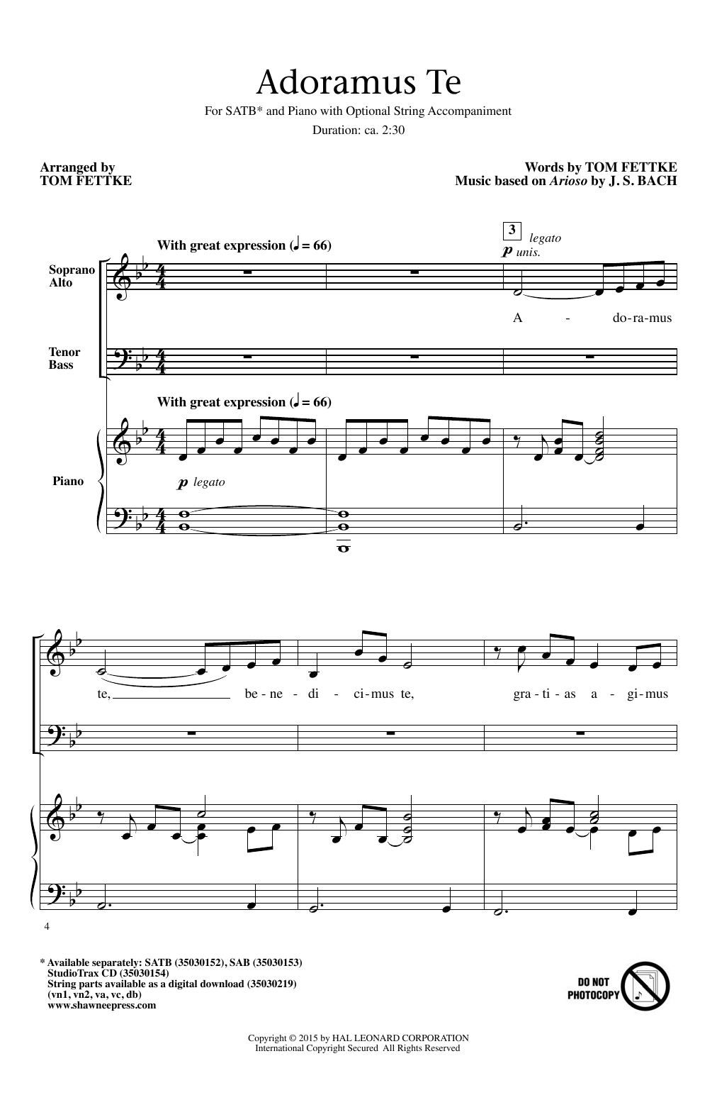 Download Tom Fettke Adoramus Te Sheet Music and learn how to play SATB PDF digital score in minutes